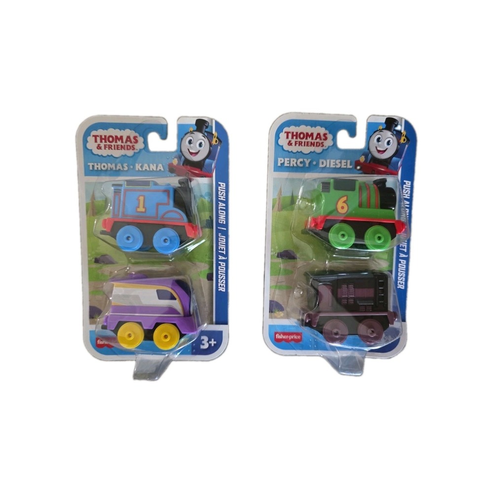 Thomas & Friends Thomas & Kana and Percy & Diesel Push Along Engines Lot of 4